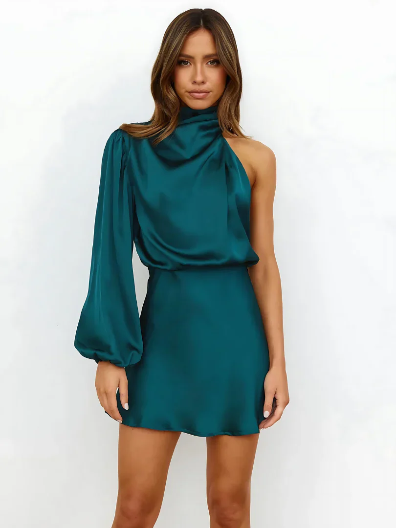 Kaysie Dress | One-Shoulder Asymmetrical Design Mini Dress - Image 6