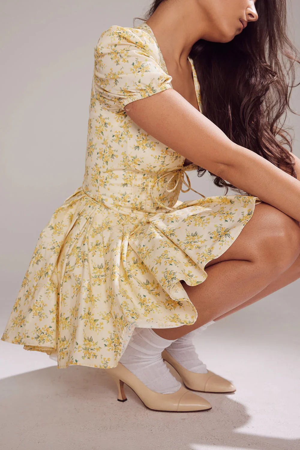 Keisha Dress | Floral V-Neck Puff Sleeve Mini Dress - Image 6