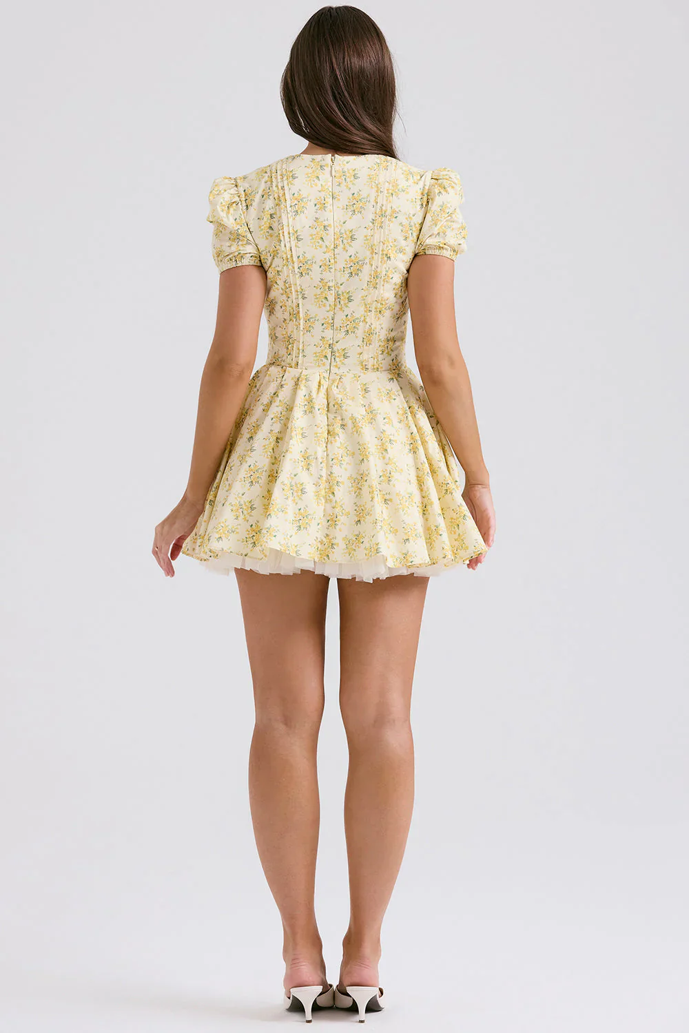 Keisha Dress | Floral V-Neck Puff Sleeve Mini Dress - Image 7