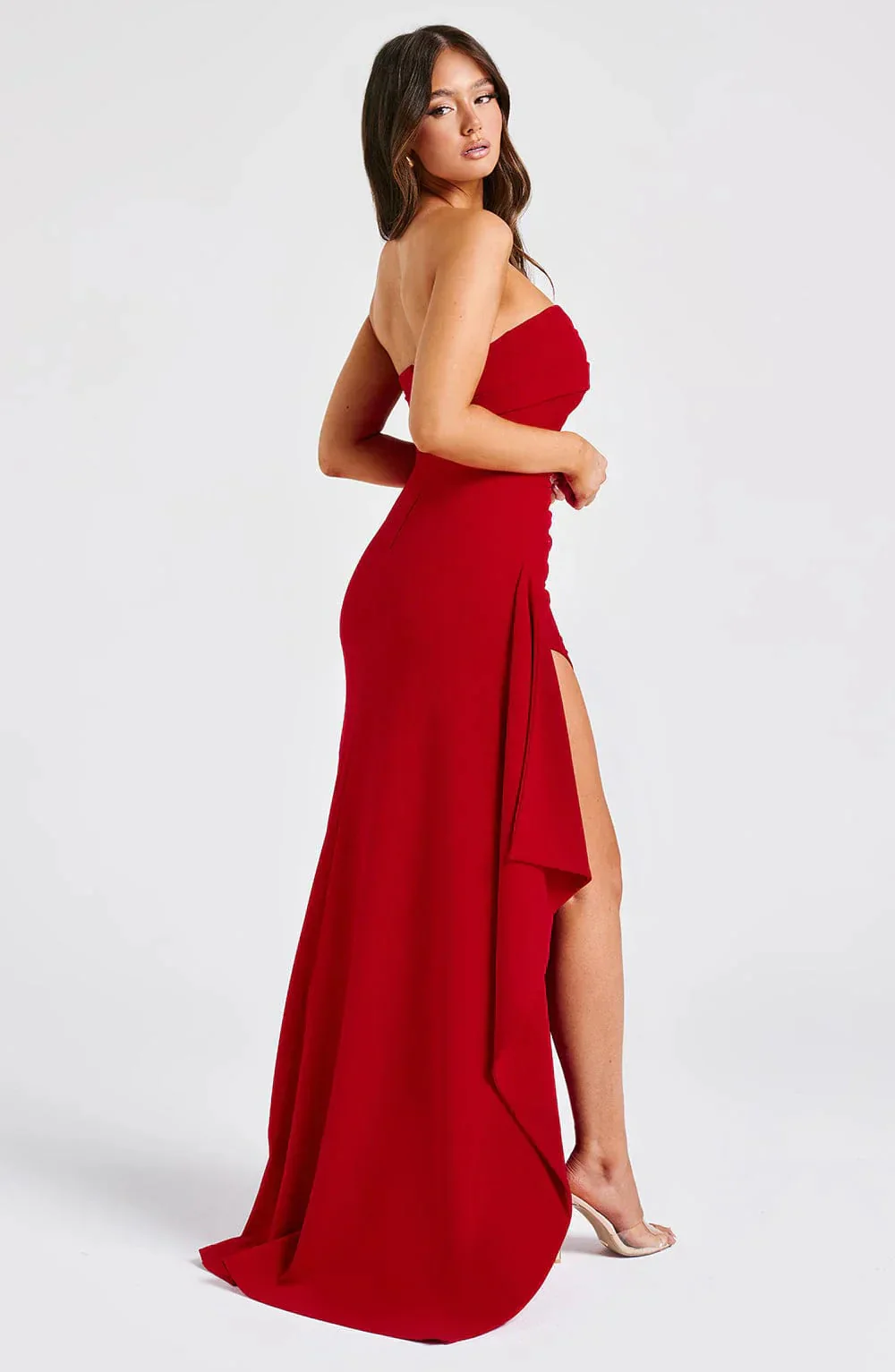 Kelly Dress | Strapless High Slit Evening Dress - Image 4
