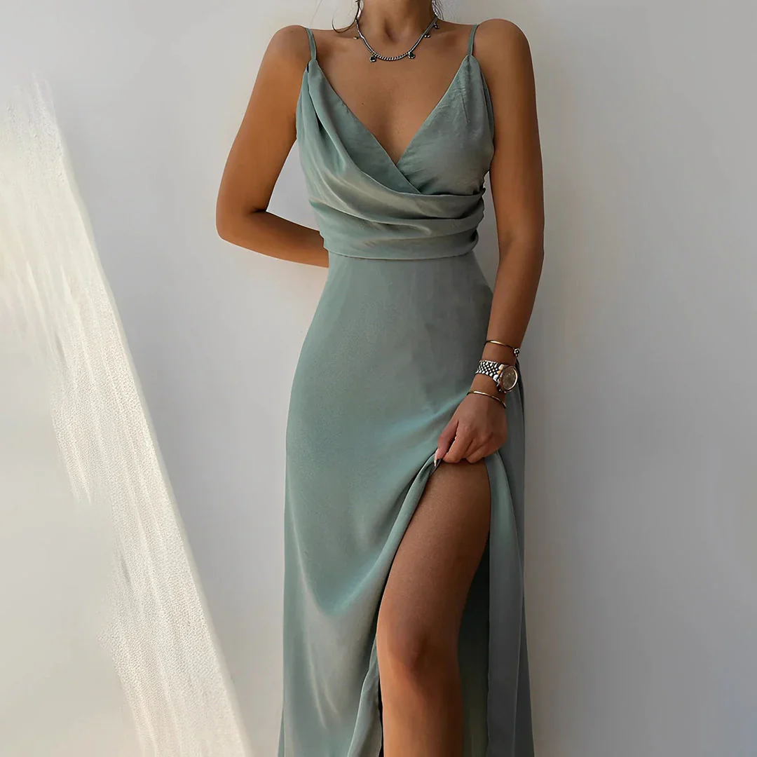 Kelseigh V-Neck High Split Evening Maxi Dress - Image 3