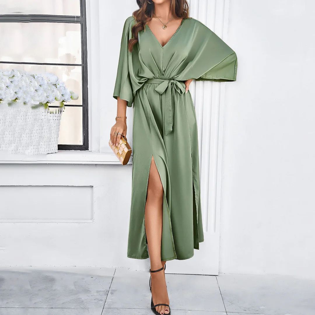 Kelsey Dress | Elegant V-Neck Slit Maxi - Image 3