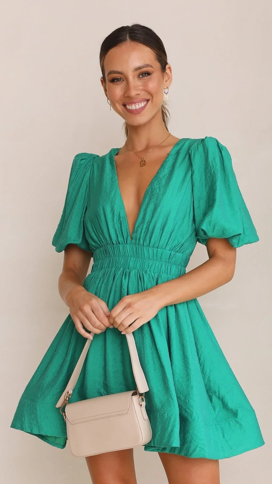 Kenley Dress | Short Puff Sleeves Mini Dress - Image 9
