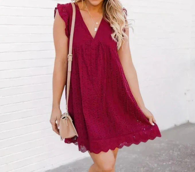 Kenzie Dress | Summer Boho Eyelet Mini Dress - Image 3