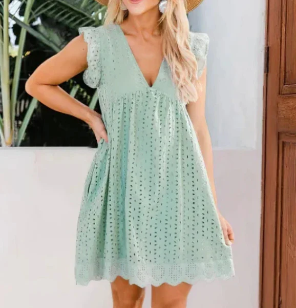 Kenzie Dress | Summer Boho Eyelet Mini Dress - Image 7