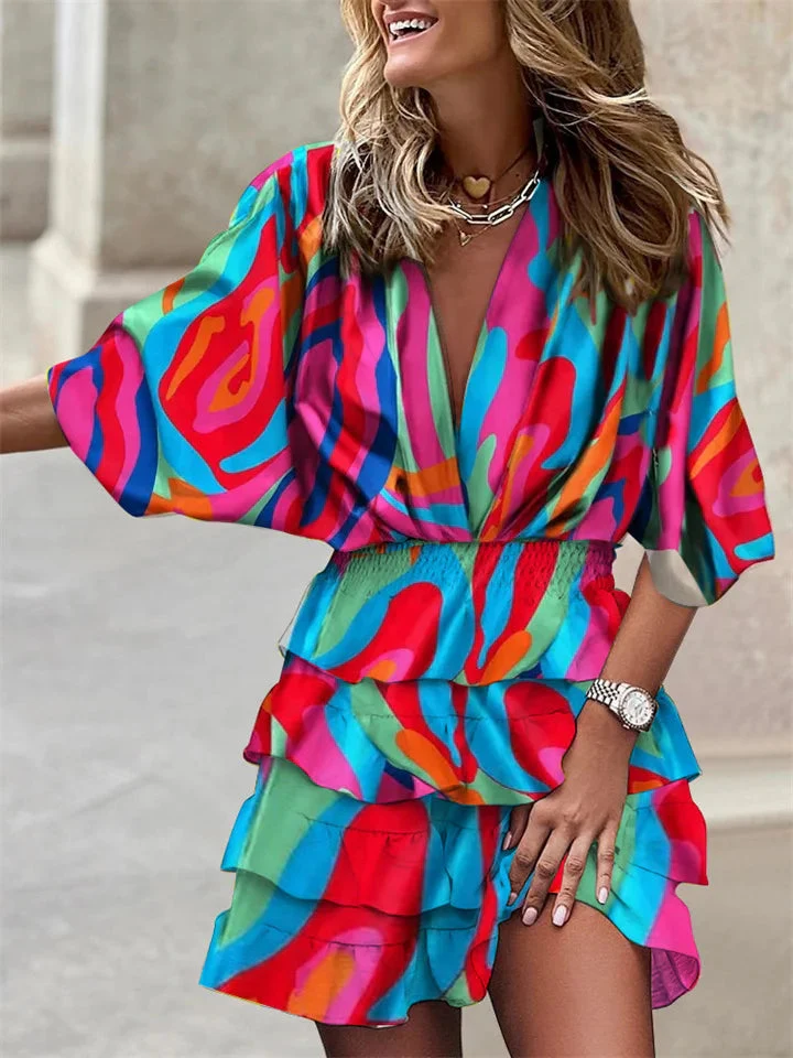 Kerris Dress | V-Neck Ruffled Floral Mini Dress