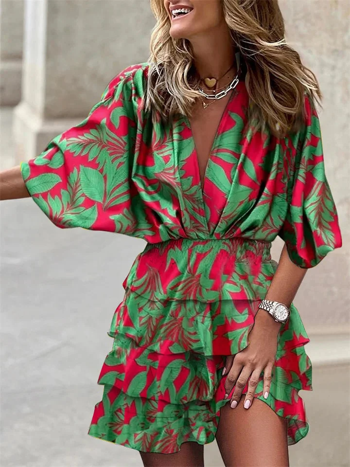 Kerris Dress | V-Neck Ruffled Floral Mini Dress - Image 2
