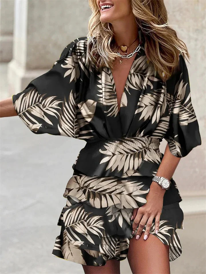 Kerris Dress | V-Neck Ruffled Floral Mini Dress - Image 4