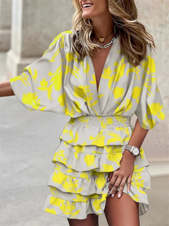 Kerris Dress | V-Neck Ruffled Floral Mini Dress - Image 5