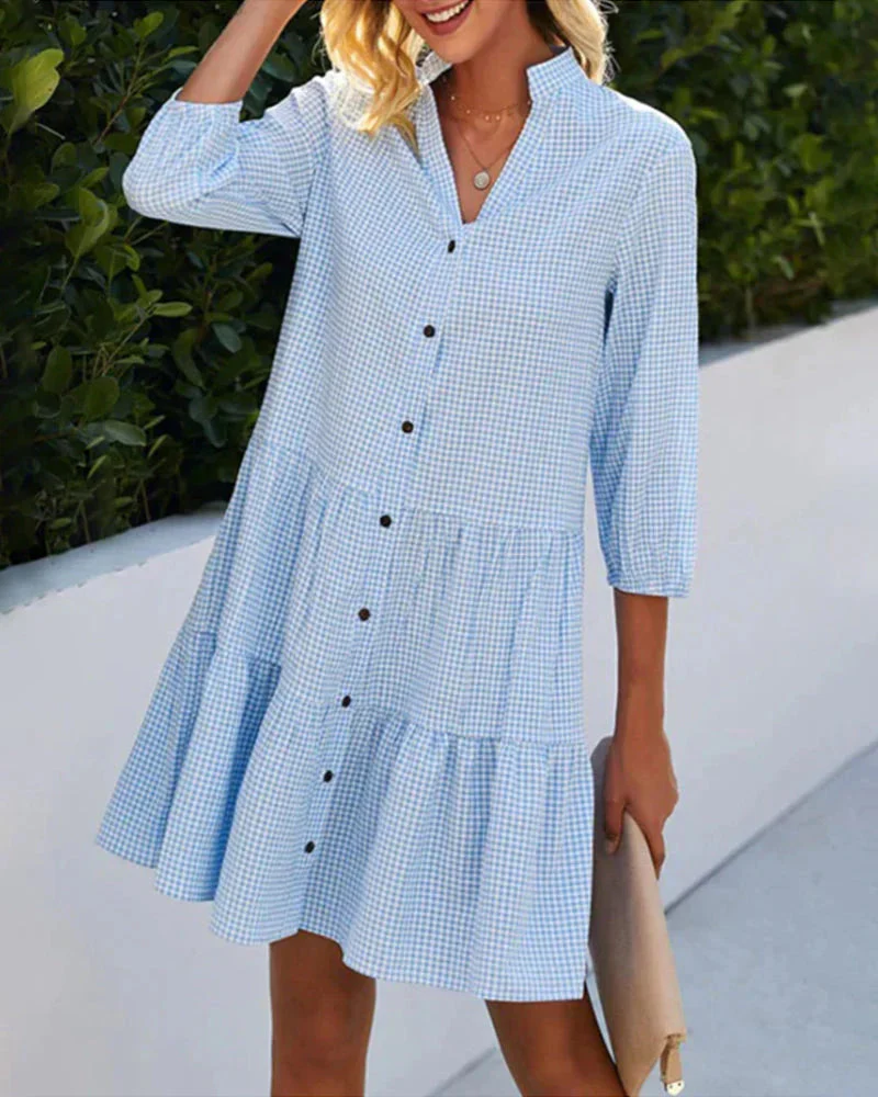 Kiera Dress | V-neck Dress with Half Sleeves and Ruffles - Image 2