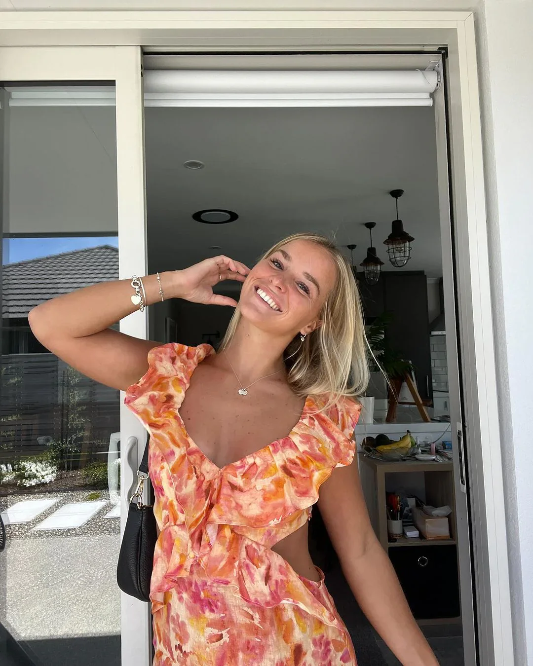 Kirsten Dress | Floral Print Ruffle Dress with Cut-Out - Image 2