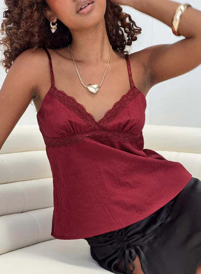 Klara Top | Pleated Lace Camisole with Spaghetti Straps - Image 3