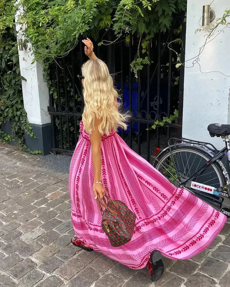 Krisha Dress | Spaghetti Strap Bohemian Style Maxi Dress - Image 6