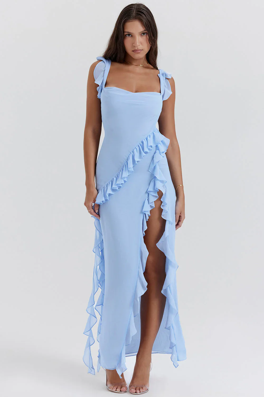 Kyrah Women's Ruffled High Slit Evening Dress - Image 7