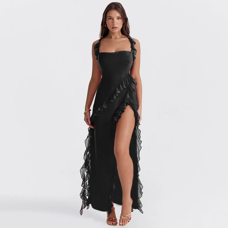 Kyrah Women's Ruffled High Slit Evening Dress - Image 8