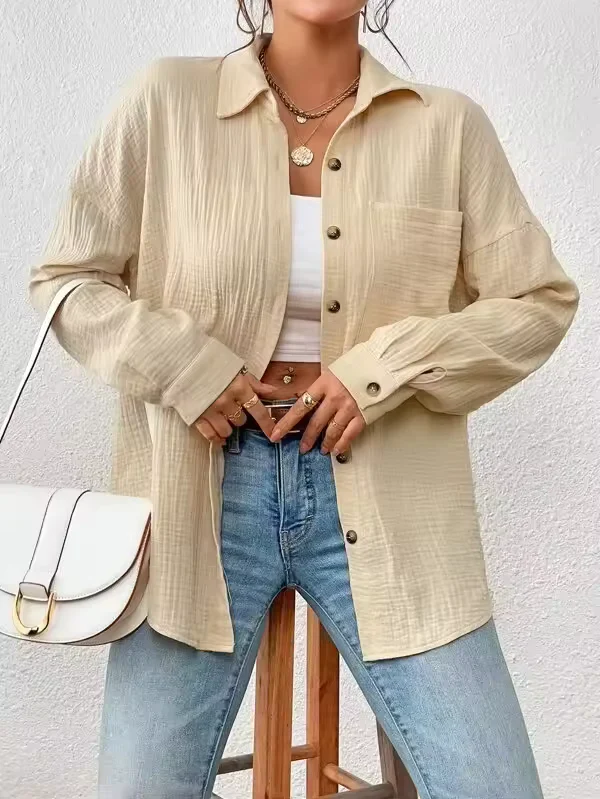 Lacie Blouse | Oversized Cotton Button Down Long Sleeve Blouse - Image 2