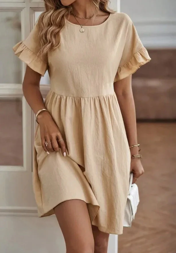Laina Dress | Solid Color Casual Loose Short Dress - Image 3