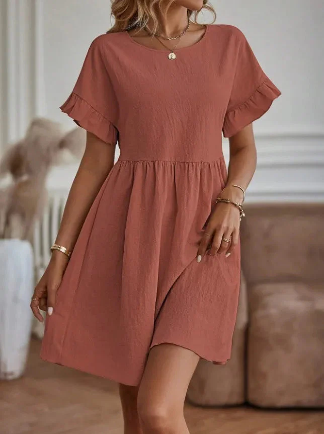 Laina Dress | Solid Color Casual Loose Short Dress - Image 4