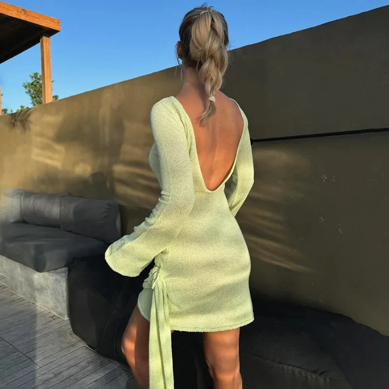 Laniyah Dress | Long Sleeve Draped Mini Dress - Image 5