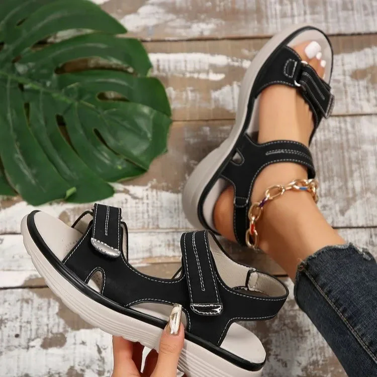Larissa Sandals | Solid Color Slope Heel Sandals - Image 2