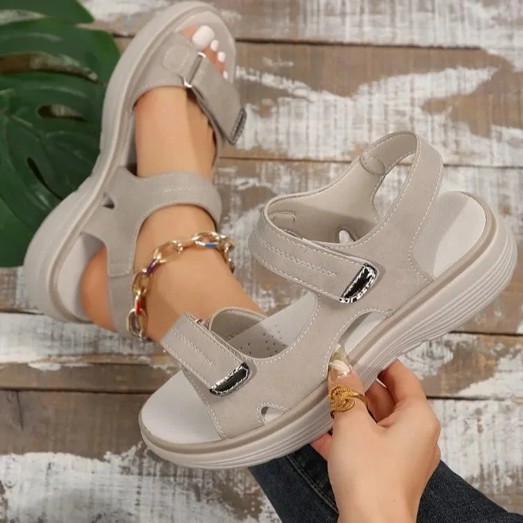 Larissa Sandals | Solid Color Slope Heel Sandals - Image 3