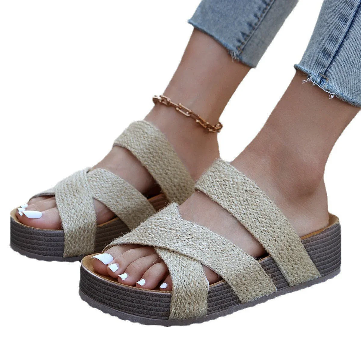 Laya Sandals | Crisscross Slide Sandals - Image 4
