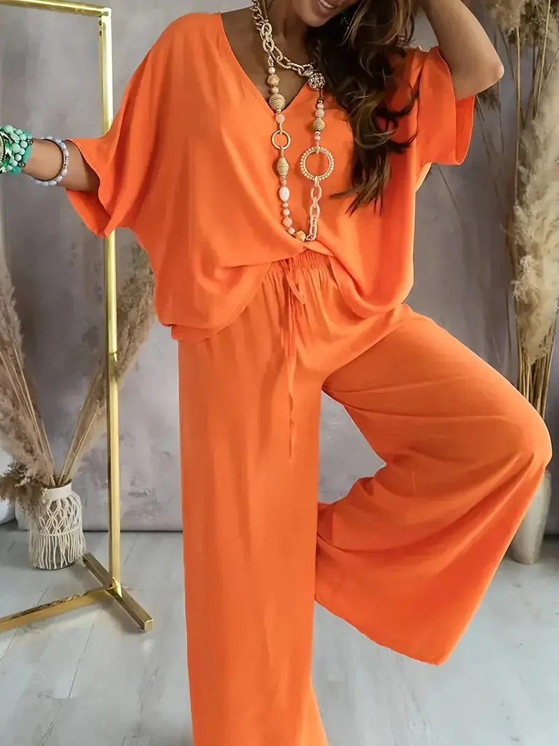 Lennie Set | Solid Color Long Sleeve Top And Pants Set - Image 3