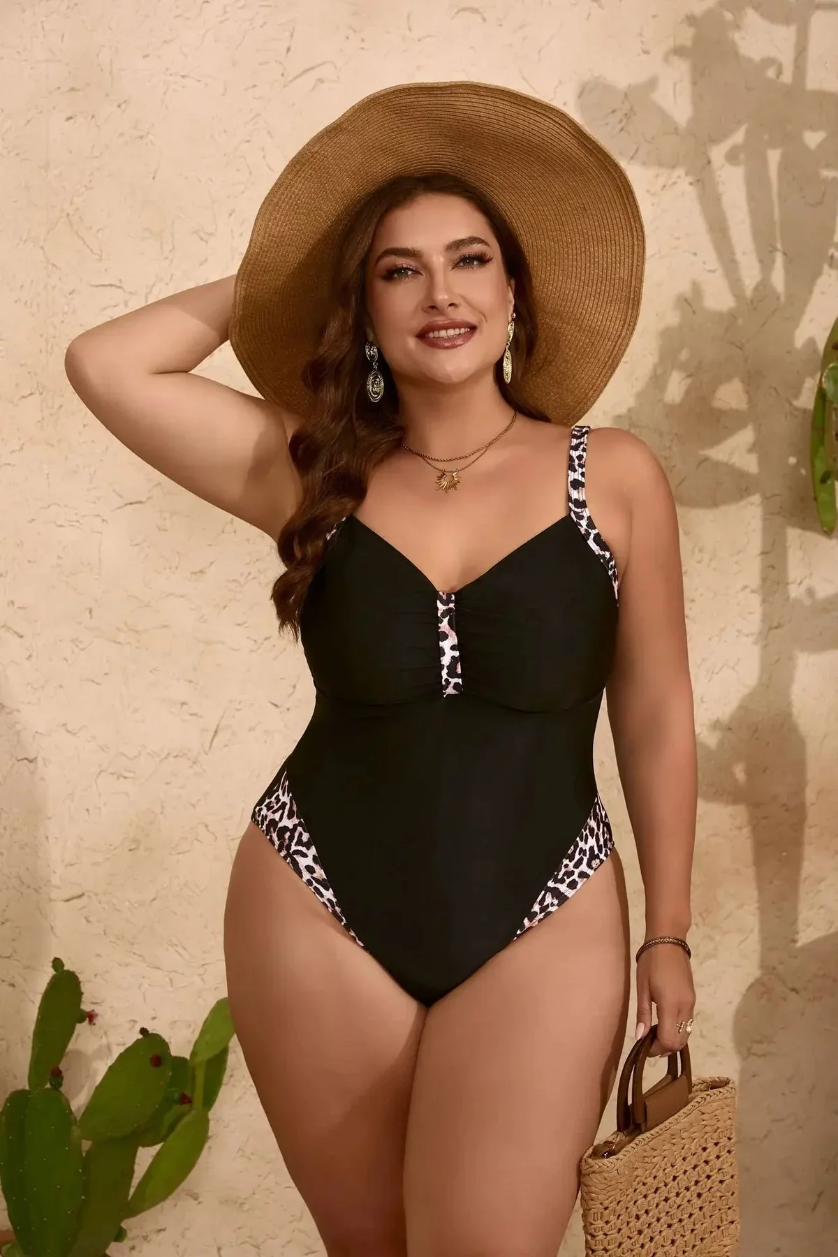 Liliana Swimwear | Black Leopard Print V-Neck One Piece Swimsuit - Image 4