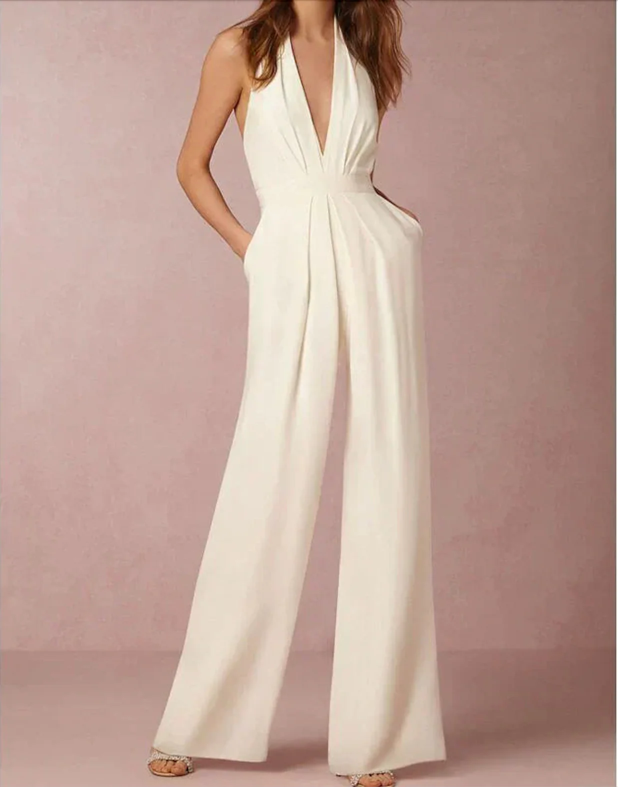 Lilibeth Jumpsuit | Elegant Deep V-Neck Halter Jumpsuit - Image 3