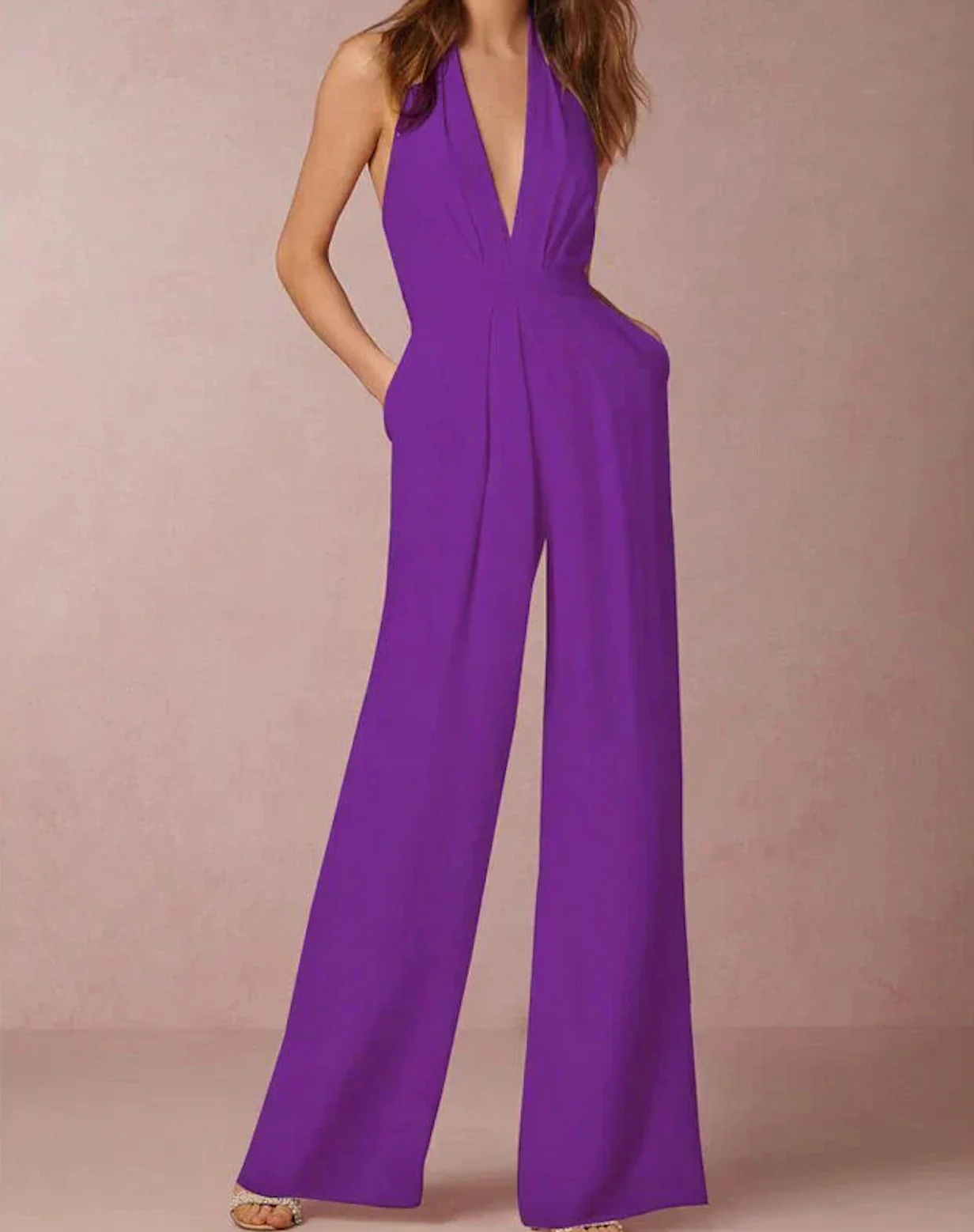 Lilibeth Jumpsuit | Elegant Deep V-Neck Halter Jumpsuit - Image 4