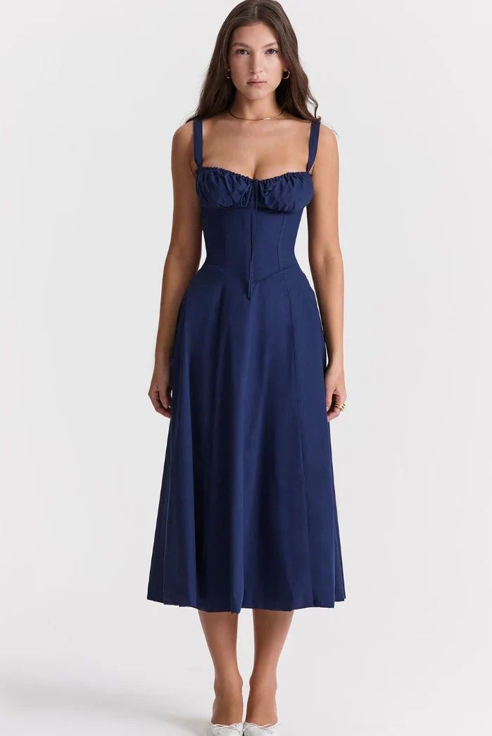 Lily Dress | Fitted Corset Top Midi Dress - Image 4