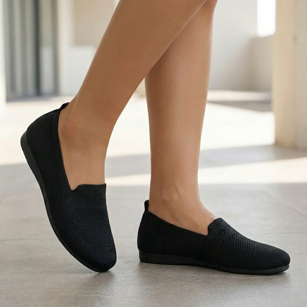 Lily Low-Top Loafer Flats | Geometric Pattern Round Toe Flats - Image 3