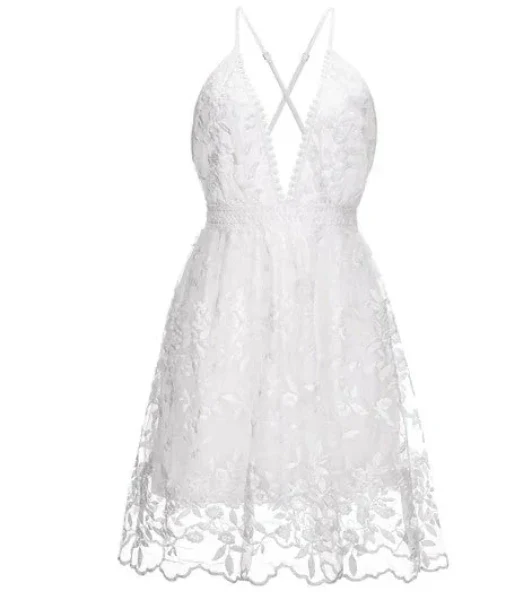 Lindsey Dress | Mini Cocktail Dress with Flower Embroidery - Image 3