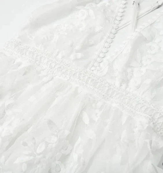 Lindsey Dress | Mini Cocktail Dress with Flower Embroidery - Image 5
