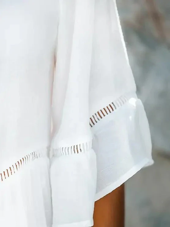 Lira Dress | Elegant White Beach Dress with Lace Details - Image 4
