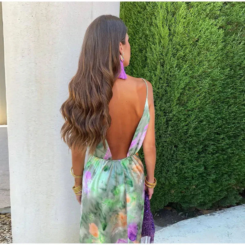 Lyndsey Dress | Open Back Maxi Dress With Detachable Scarf - Image 3
