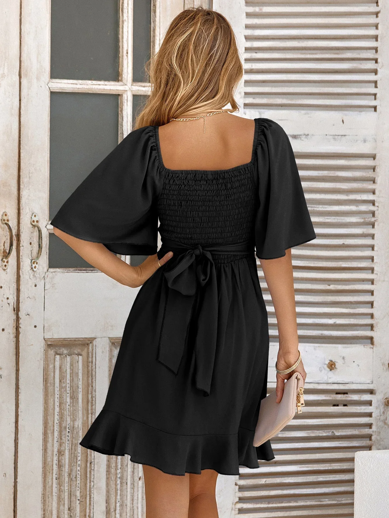 Macey Dress | Black Wrap Mini Dress - Image 2