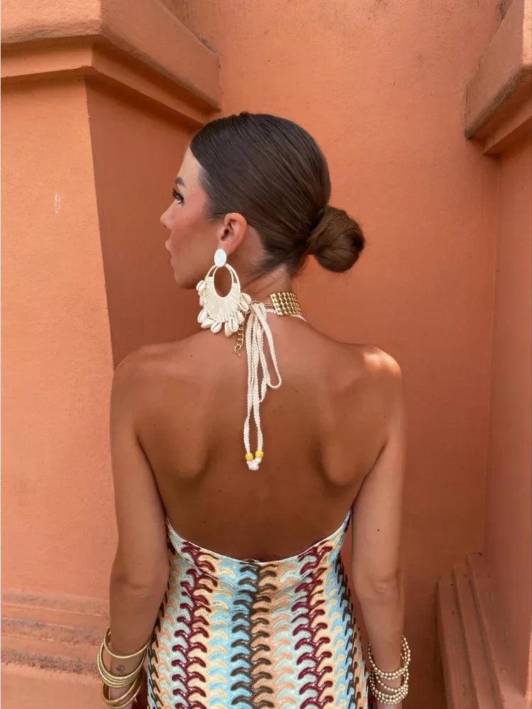 Maegan Dress | Deep V-Neck Sleeveless Halter Summer Dress - Image 3