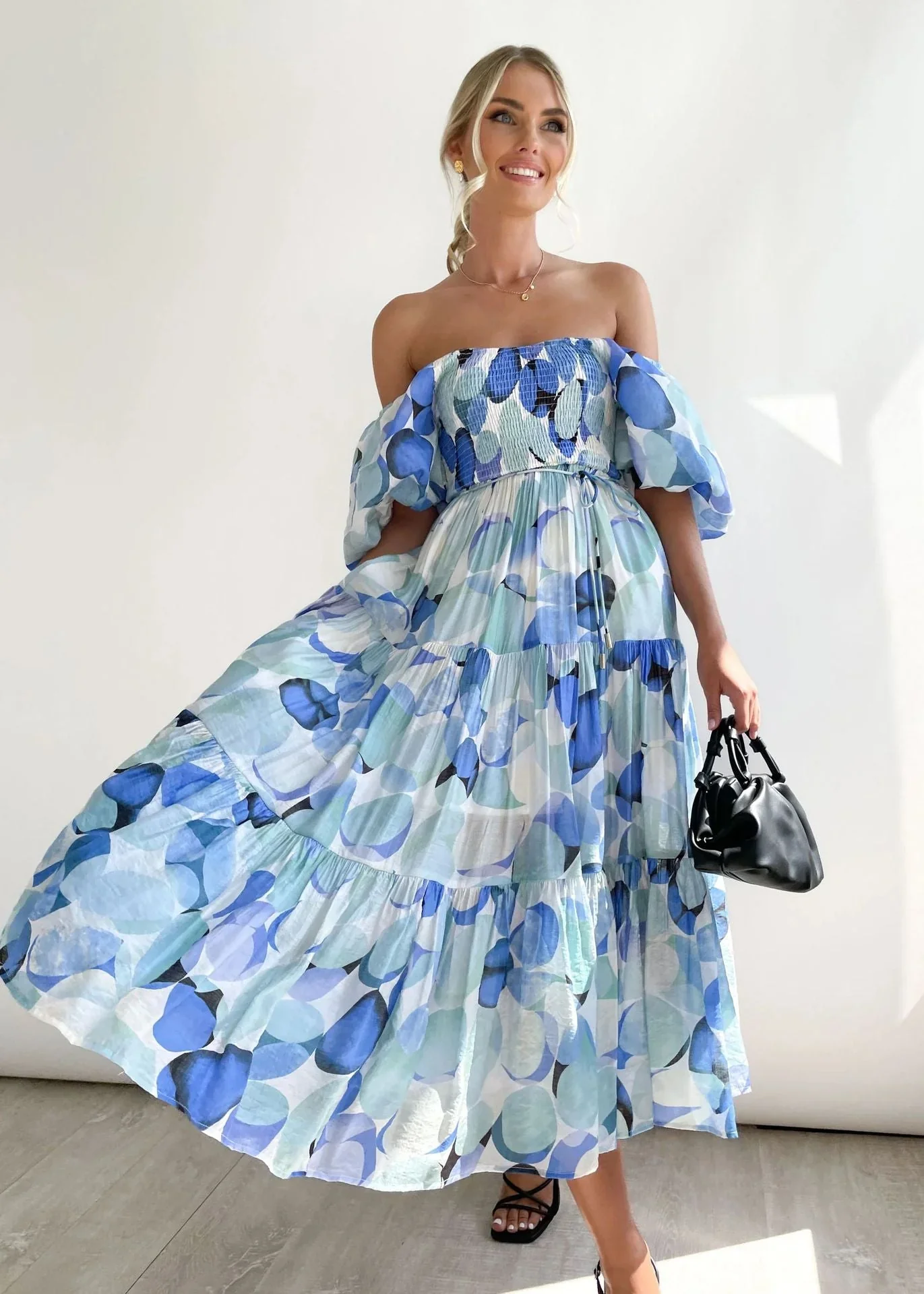 Maisy Dress | Off-Shoulder Flowy Midi Dress - Image 2