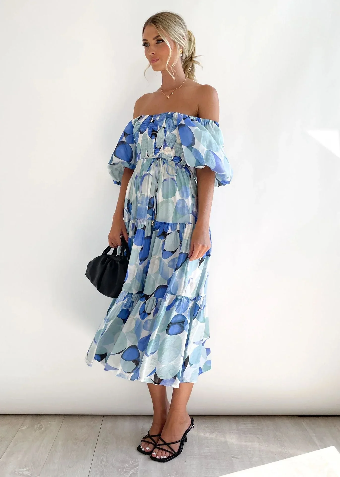Maisy Dress | Off-Shoulder Flowy Midi Dress - Image 3