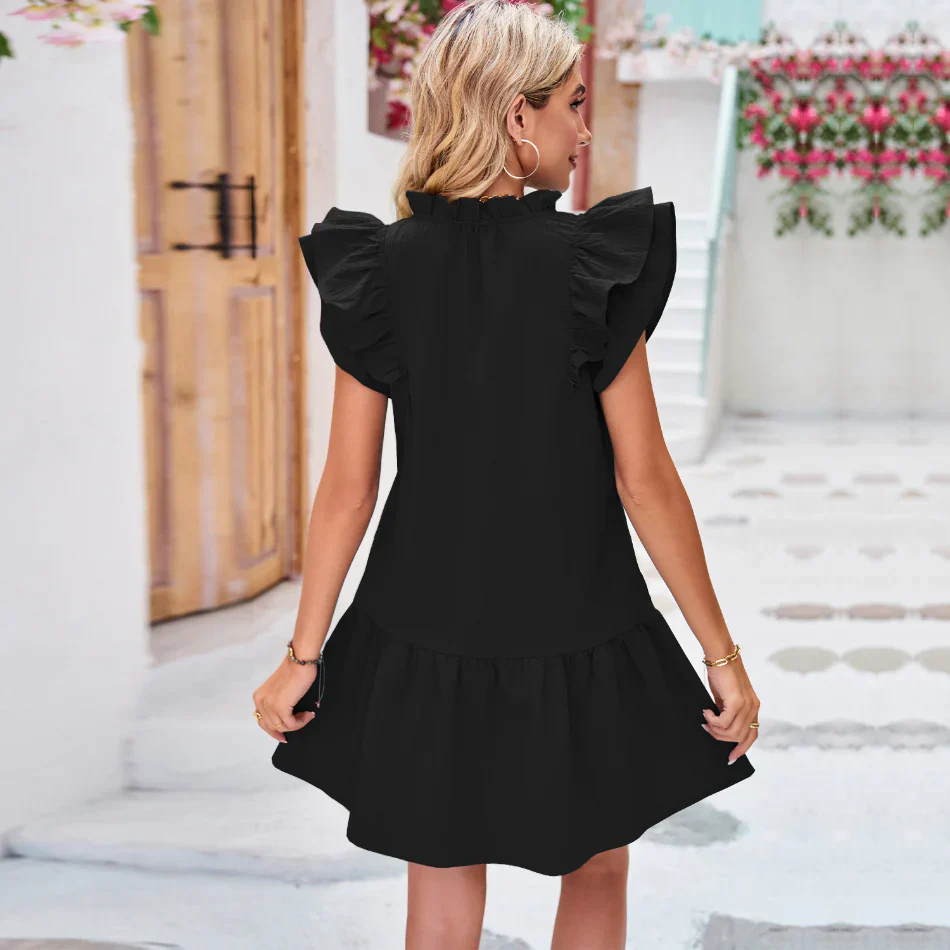 Marigold Dress | Women's Black Playful Mini Dress - Image 2