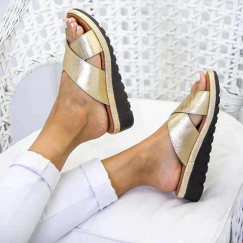 Matilde Sandals | Woven Crisscross Straps Platform Sole Sandals - Image 2