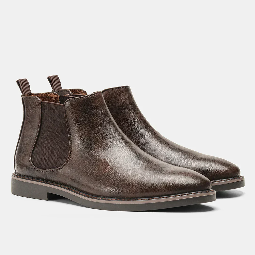 Men’s Chelsea Boots – Smooth Leather – Almond Toe – Elastic Gusset – Ankle Length - Image 3