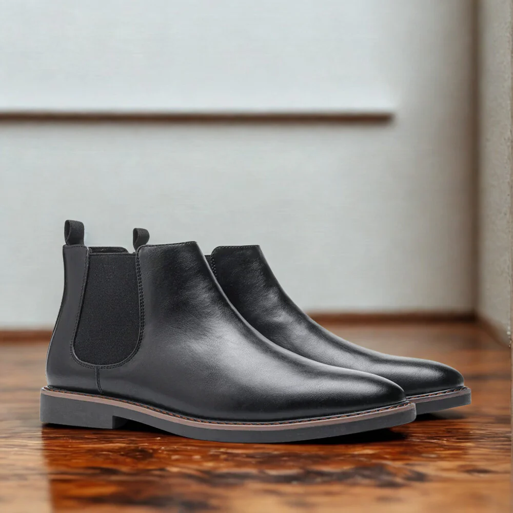Men’s Chelsea Boots – Smooth Leather – Almond Toe – Elastic Gusset – Ankle Length - Image 4