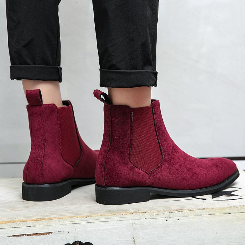 Men’s Chelsea Boots – Suede Finish – Slim Fit – Ankle High – Elastic Gussets – Slip-On - Image 3