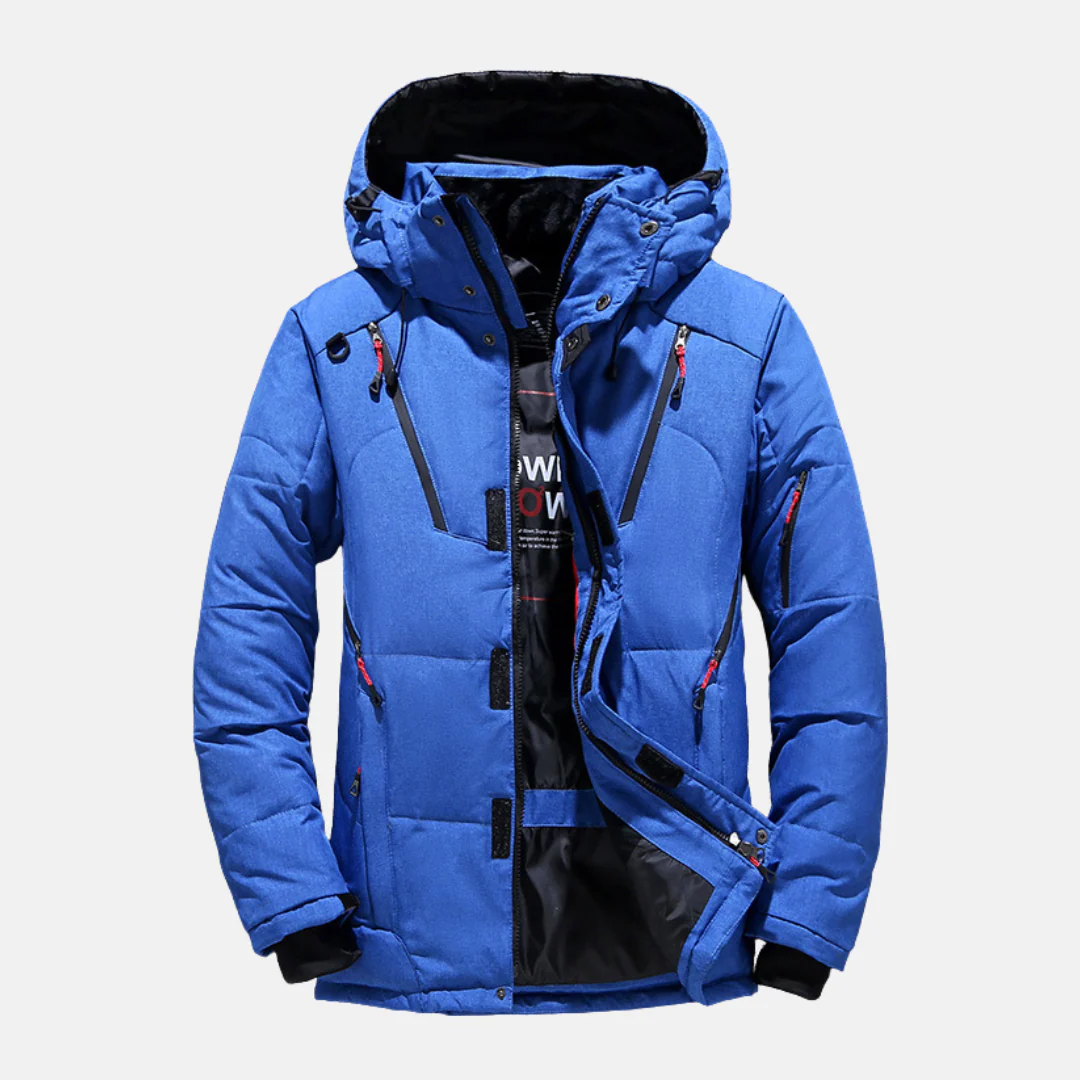 Men’s Down Puffer Jacket – Relaxed Fit – Quilted – Hooded – Zippered Pockets - Image 3