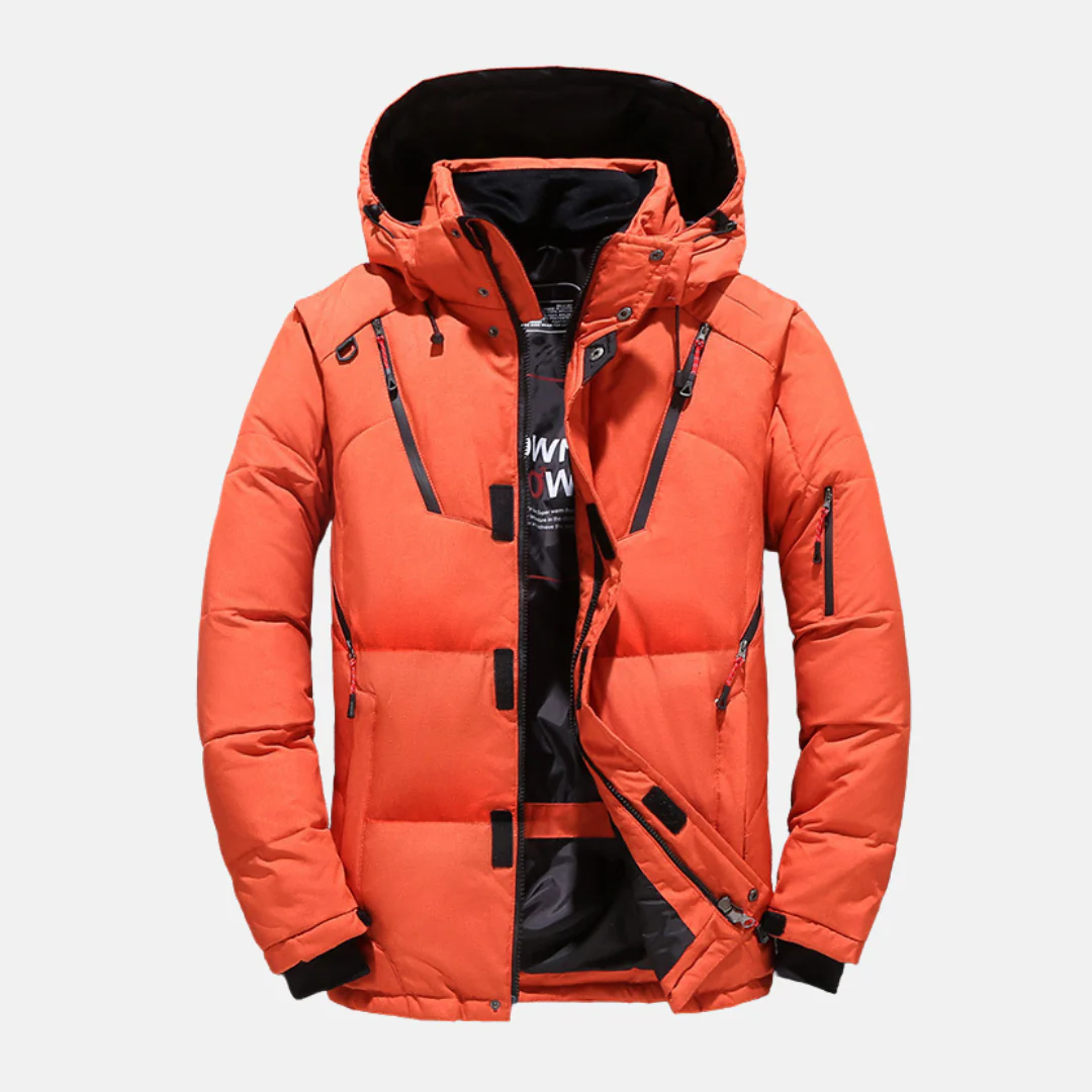 Men’s Down Puffer Jacket – Relaxed Fit – Quilted – Hooded – Zippered Pockets - Image 5