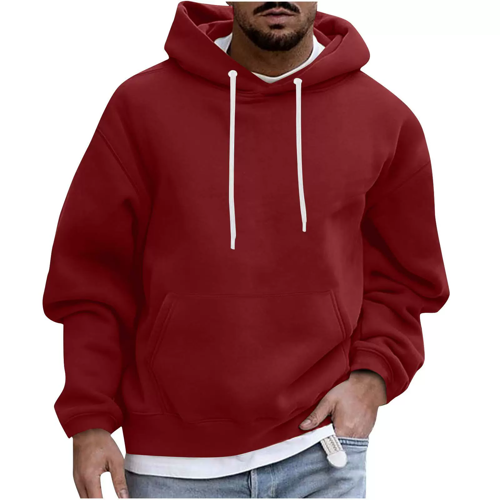Men’s Hoodie – Fleece Fabric – Loose Fit – Drawstring Hood – Kangaroo Pocket Casual Wear - Image 3