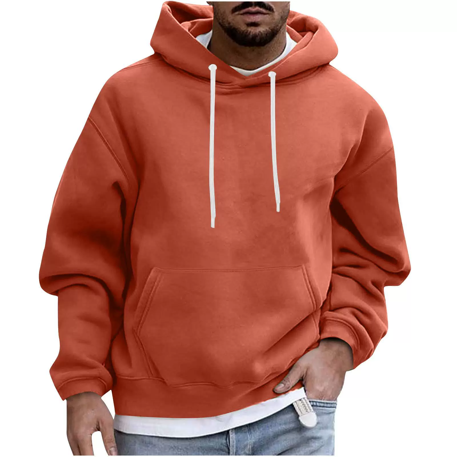 Men’s Hoodie – Fleece Fabric – Loose Fit – Drawstring Hood – Kangaroo Pocket Casual Wear - Image 4