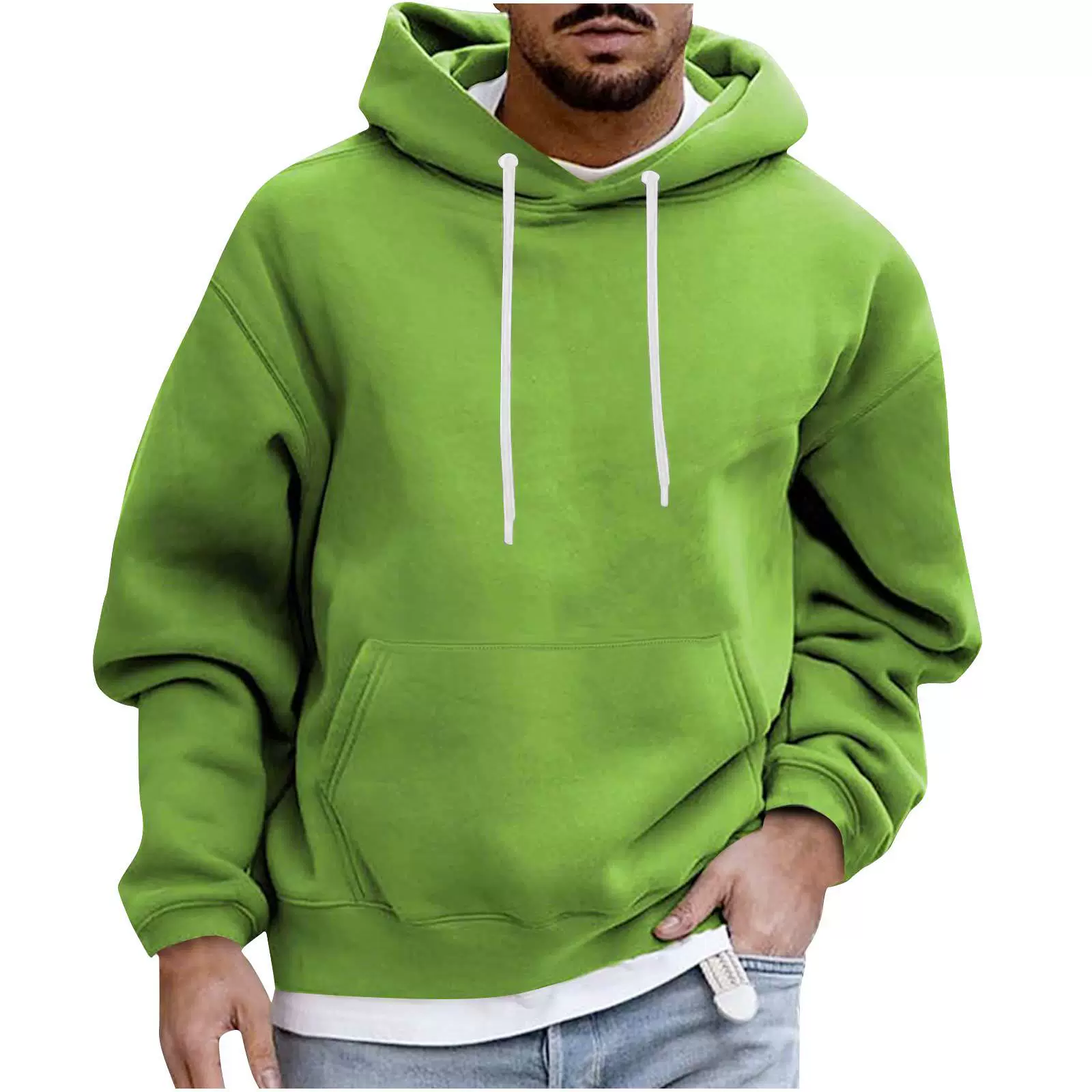 Men’s Hoodie – Fleece Fabric – Loose Fit – Drawstring Hood – Kangaroo Pocket Casual Wear - Image 5